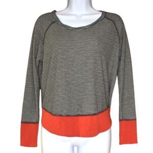 LMA Long Sleeve Striped Blouse Size Small Orange Black Casual Top